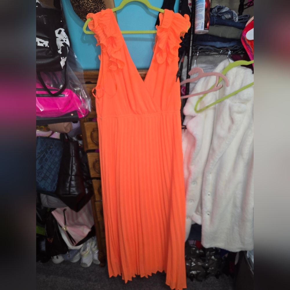 FASHION NOVA 3x STUNNNNNING NEON Coral MAXI DRESS !!!!